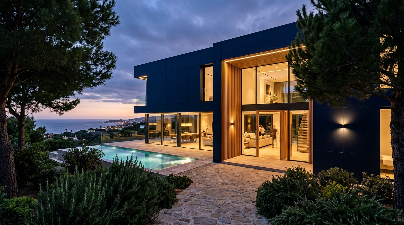 Modern luxury villa exterior on the Costa del Sol
